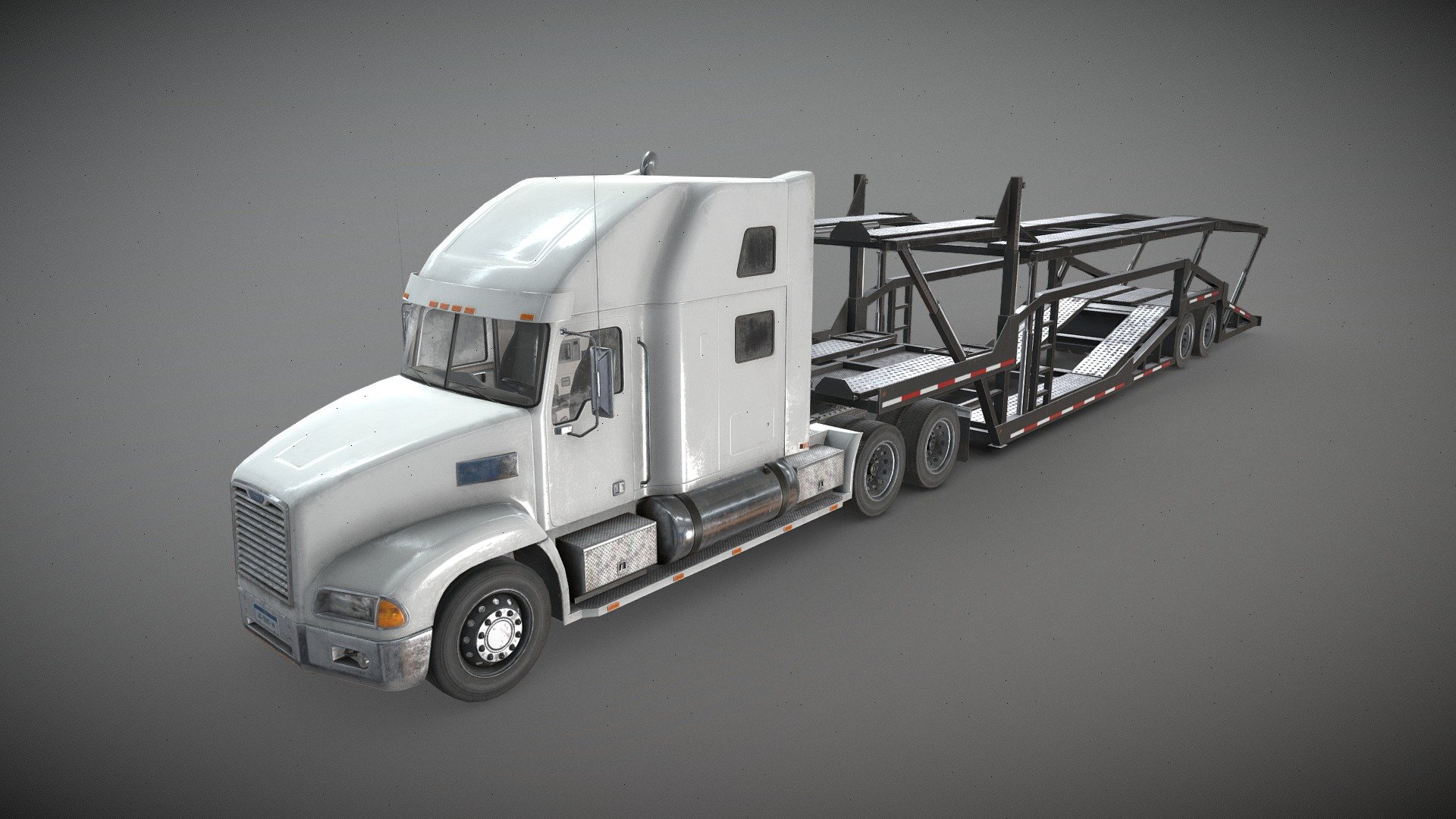 Semi Truck Car Carrier Trailer - Low Poly - 3D model by MSWoodvine ...