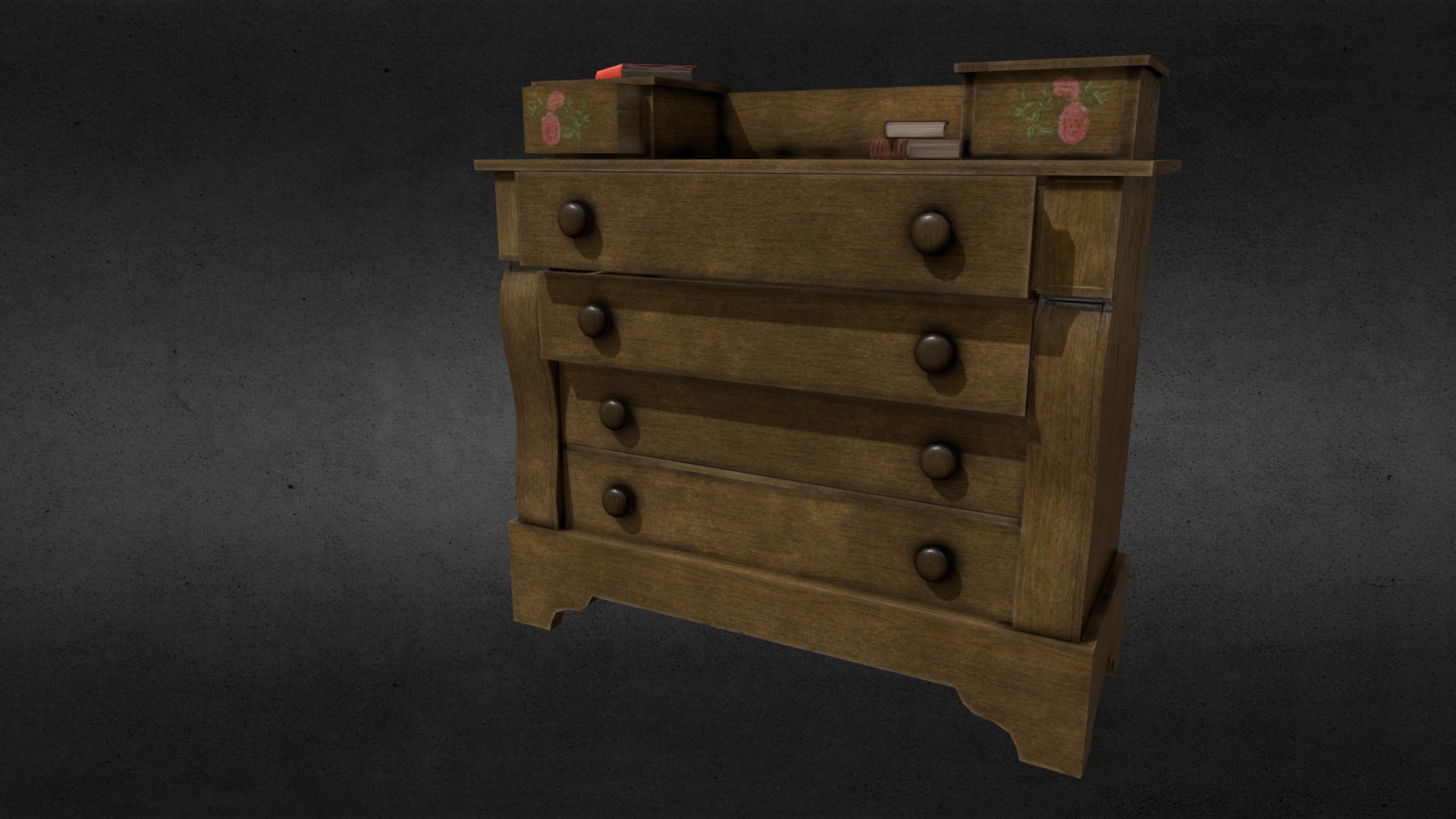 3D model Chest of drawers - This is a 3D model of the Chest of drawers. The 3D model is about a wooden chest with drawers.