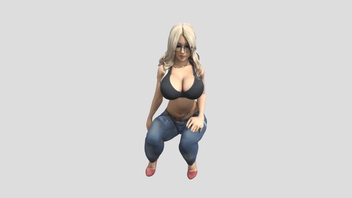Curved Confidence waifu 3D Model