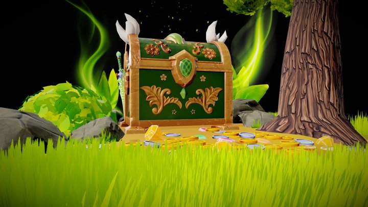 Stylized Treasure Chest 3D Model