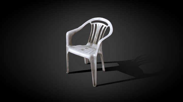 Aged Plastic Garden Chair 3D Model