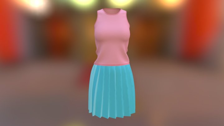 Skirt And knife pleatedTops 3D Model