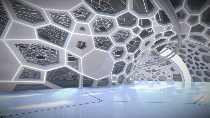 Futuristic Architectural Dome Interior 3D Model