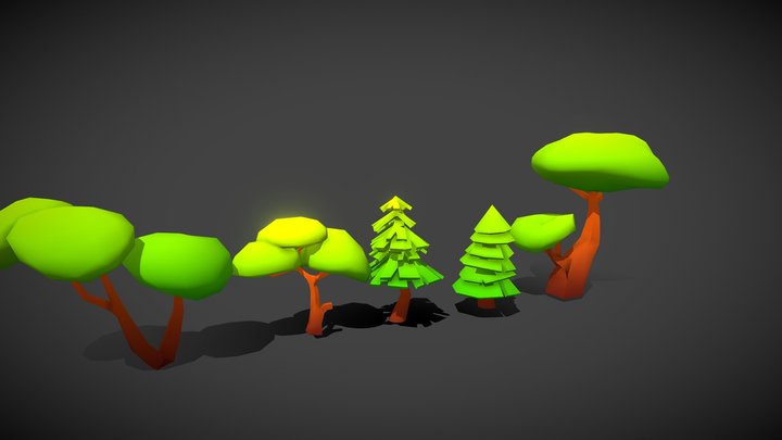 Low Poly Stylized Tree Pack 3D Model
