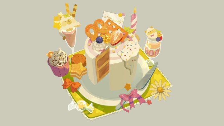 Stylized cake 3D Model