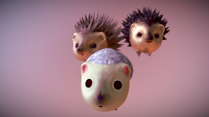 Hedgehog Family 3D Model