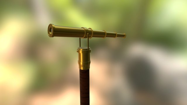 Textured Medieval Telescope 3D Model