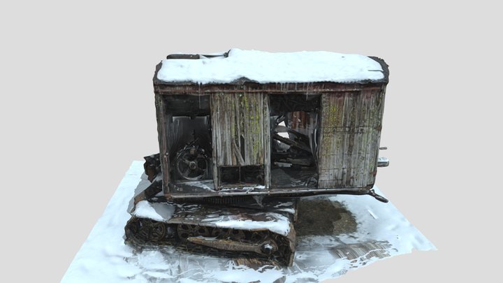 Snow Covered Antique Tractor Thing 3D Model