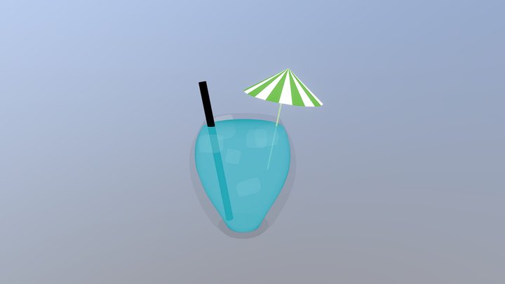 Glass With Blue-Liquid 3D Model
