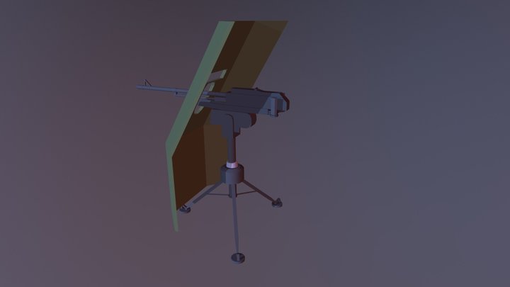 KORD mounted machine gun w/ shield 3D Model
