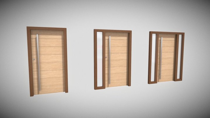 Modern Door with Glass Side Panels 3D Model