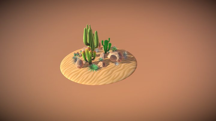 Small Cactus Scene 3D Model