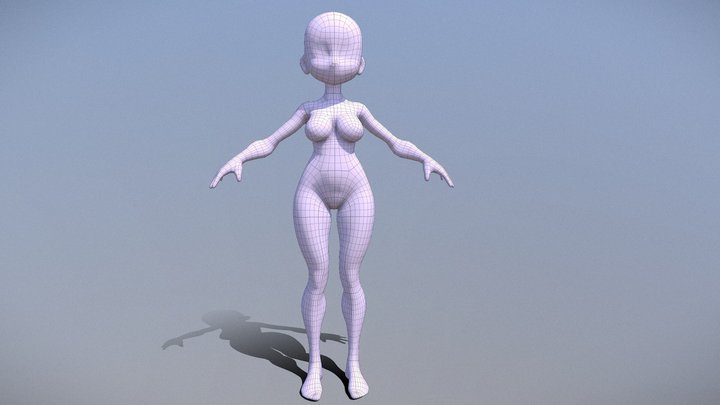 Girl Stylized Basemesh with Topology V5 3D Model