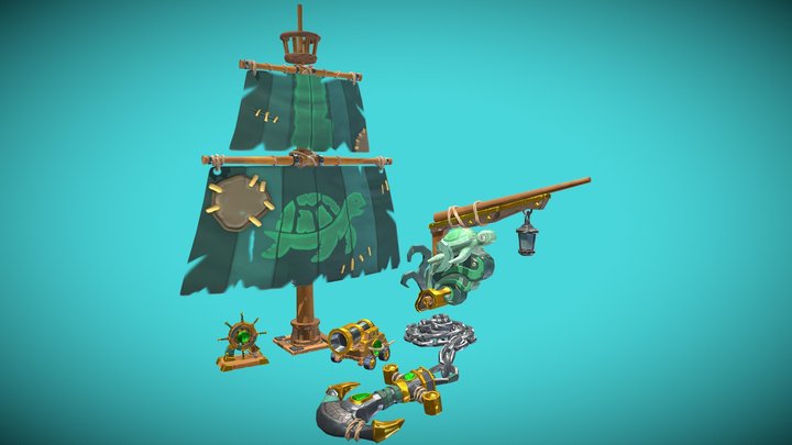 Pirate Ship Asset Collection 3D Model