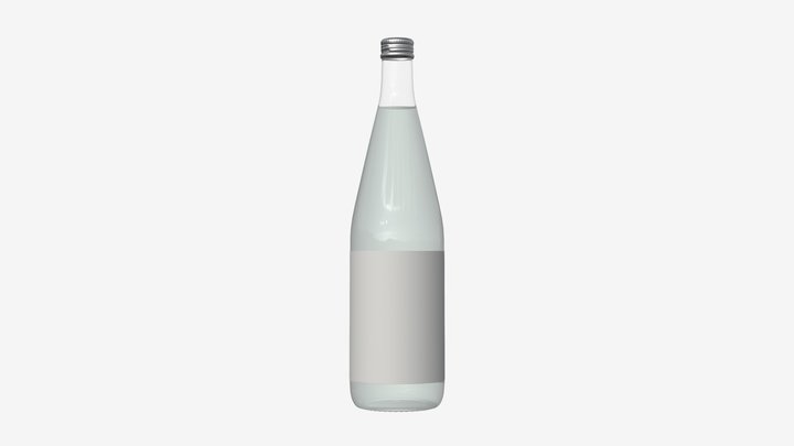 Mineral water in glass bottle 3D Model