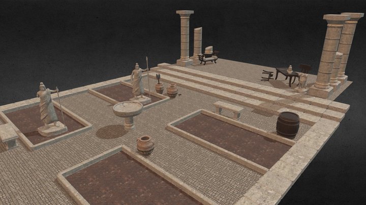Ancient Greek Underworld Garden Prop Diorama 3D Model