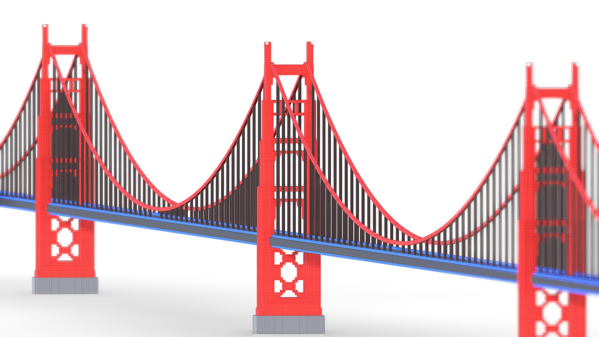 3D model Fran Sancisco Voxel Bridge - This is a 3D model of the Fran Sancisco Voxel Bridge. The 3D model is about histogram.