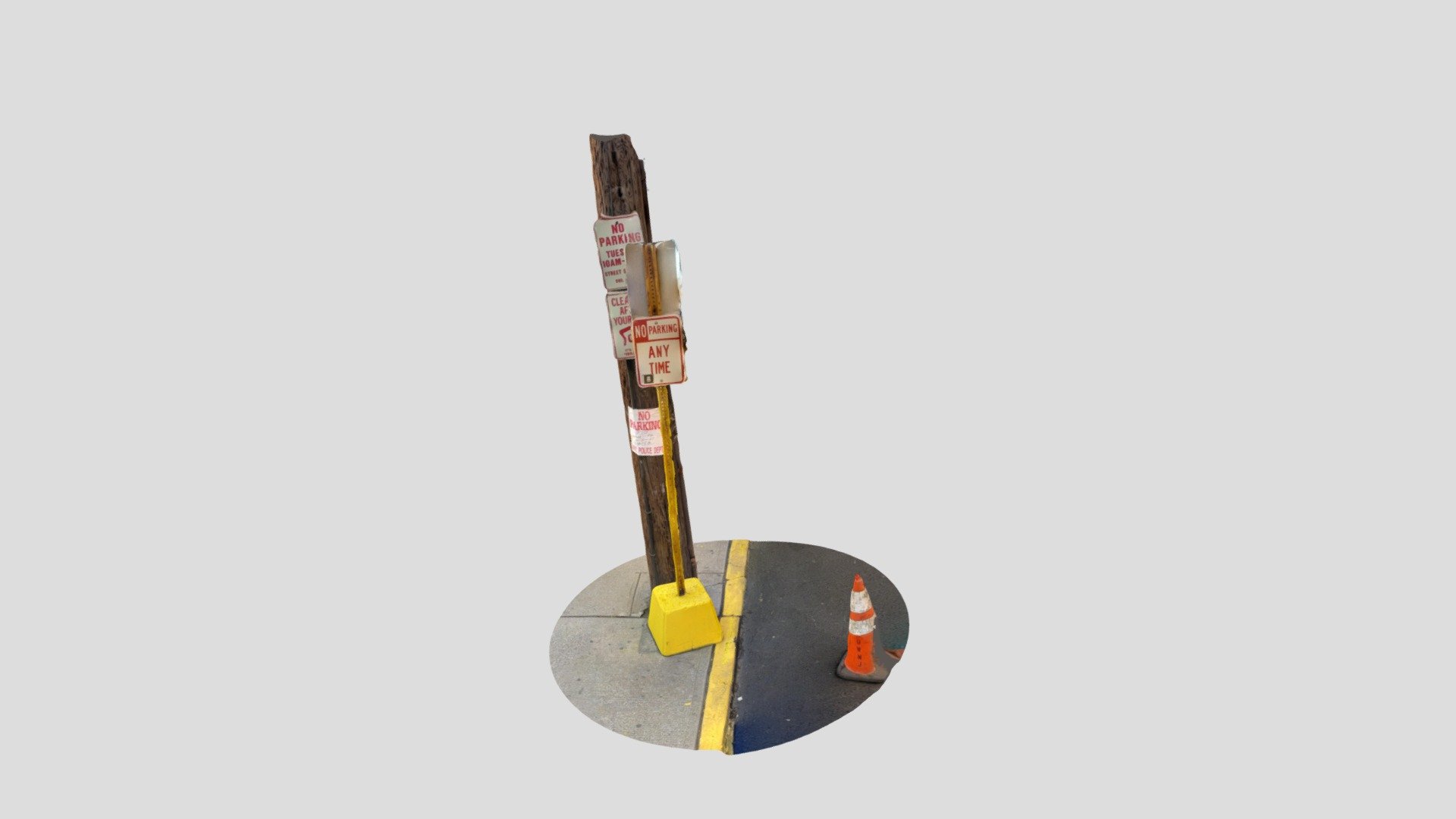 no parking temporary sign and cone