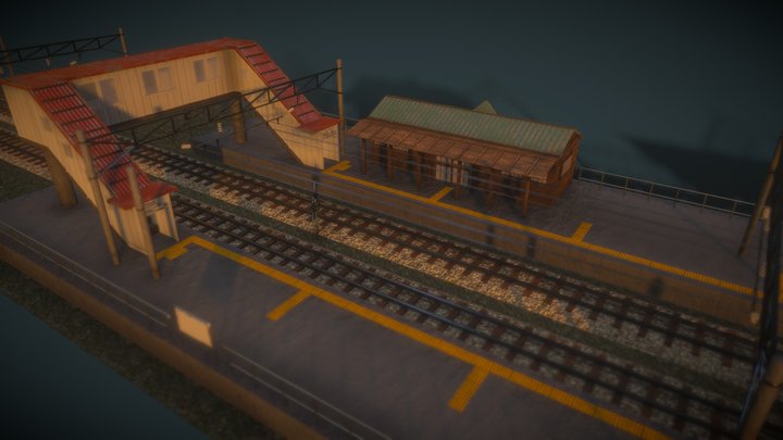The train station in an animated film 3D Model