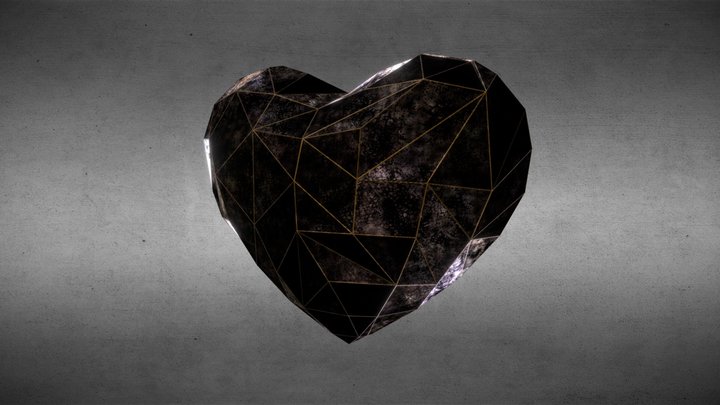 Black Crystal Heart 3D Model