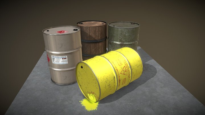Drum Barrel Containers 3D Model