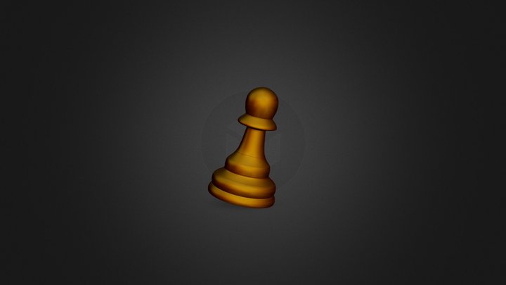 Golden classic chess pawn 3D Model