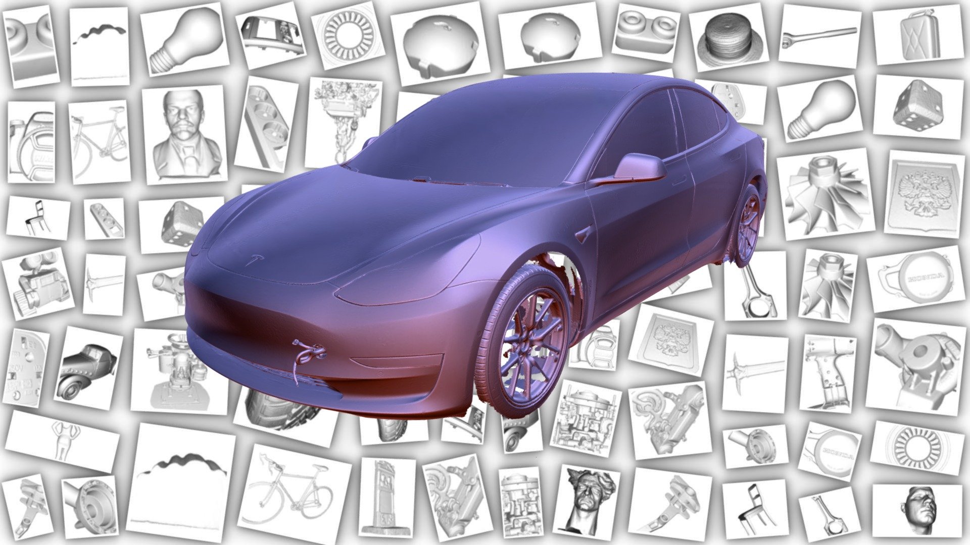 Tesla Model 3 3d scan data 3D model by CADLAB (3dscaning) [4ae05cd