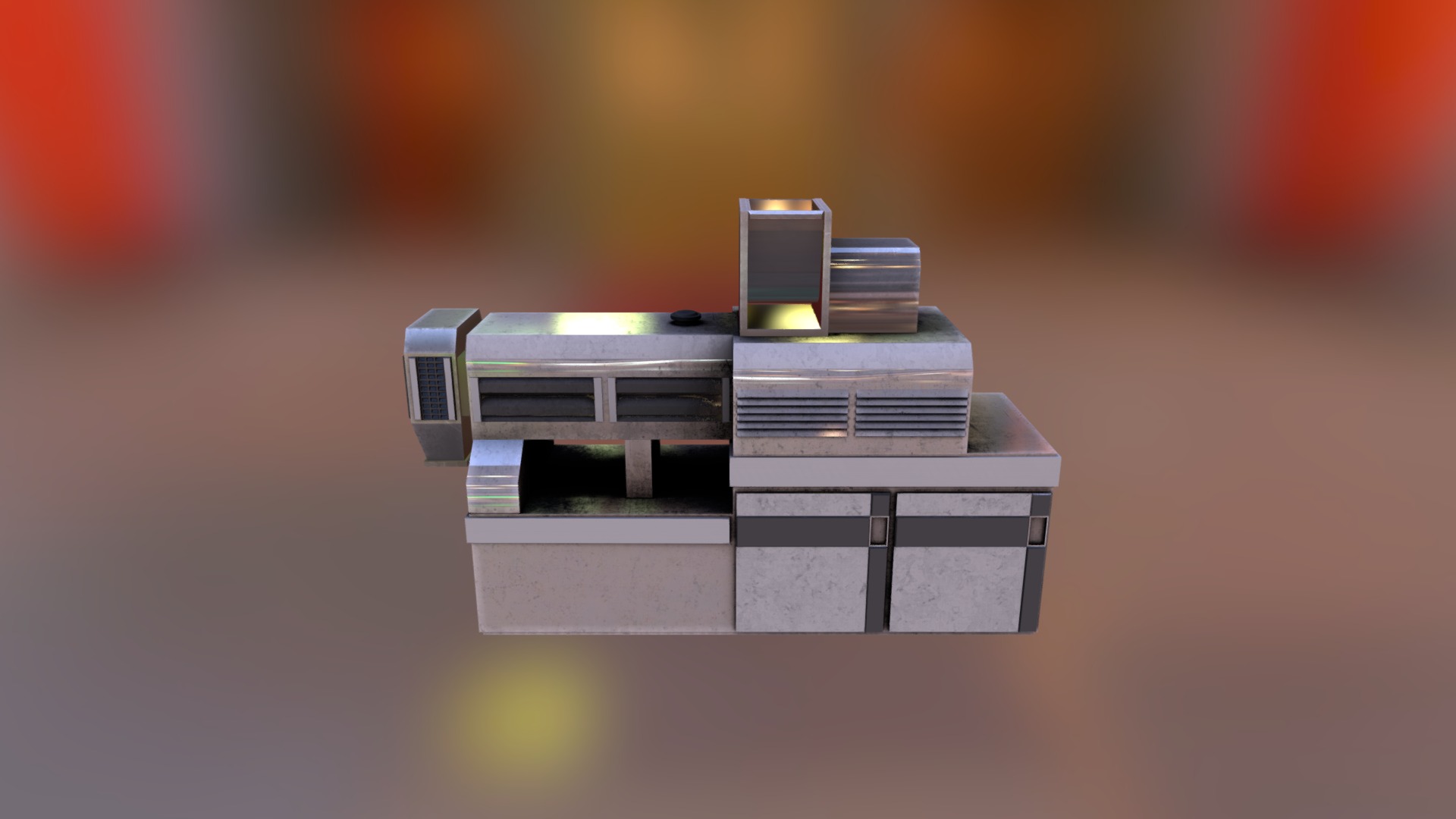 3D model Kibble Machine - This is a 3D model of the Kibble Machine. The 3D model is about a group of objects on a surface.