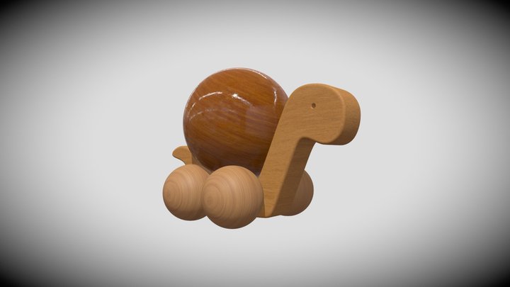 Wooden ball turtle toy 3D Model