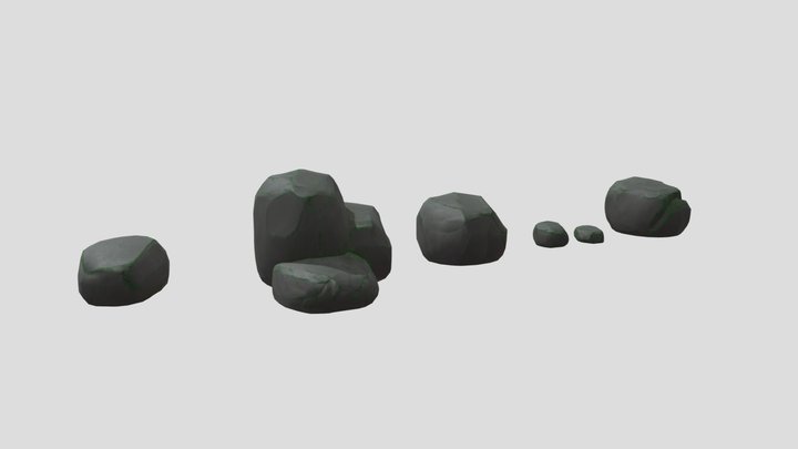 Stylised Mossy Rocks 3D Model