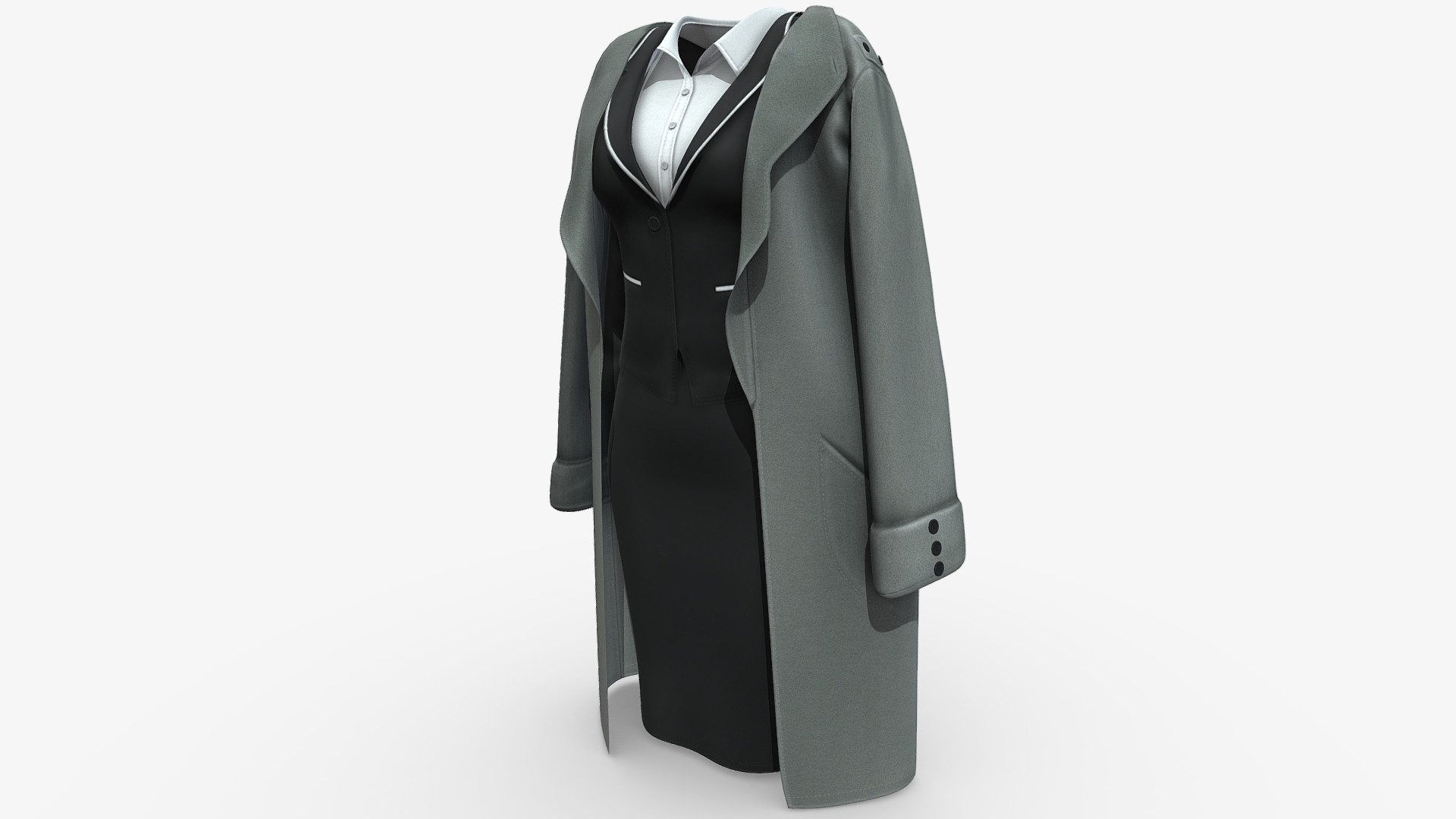 Female Business Suit With Over Shoulders Coat - Buy Royalty Free 3D ...