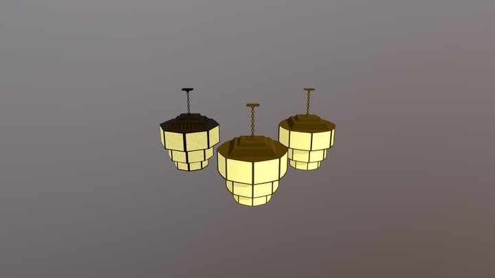Art Deco Chandelier (Poly LOD Set) 3D Model