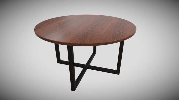 Circle Wood Table with Metal Base - High Quality