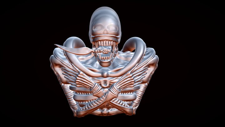 Xenomorph Chest whit animation and no textures 3D Model