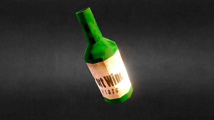 Bottle port wine dirty low poly 3D Model