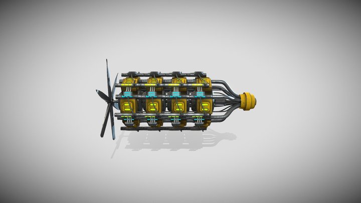 lowpoly radial engine 3D Model