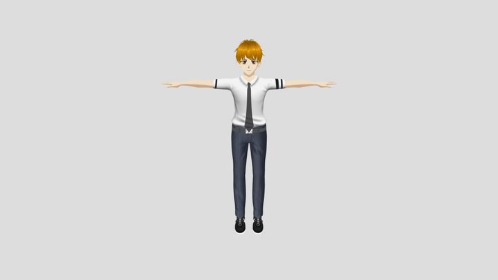 Anime Male Number 1 LowPoly 3D Model