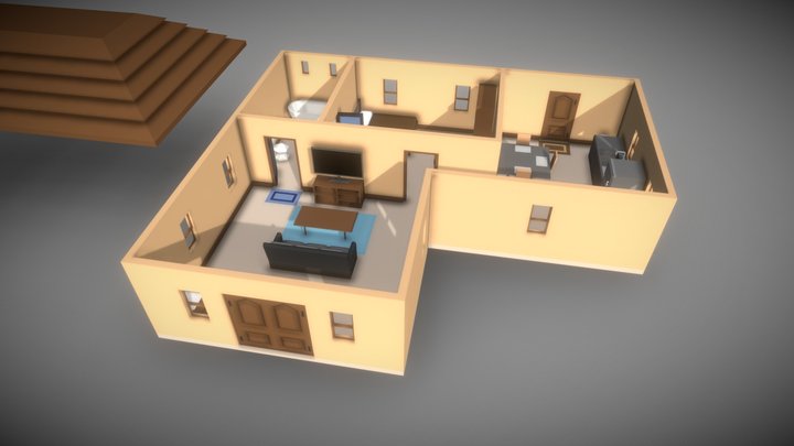 House Interior Low Poly 3D Model