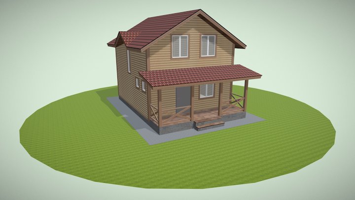 Проект дома из бруса 6х7 м №2 3D Model