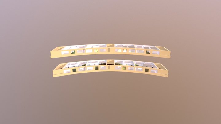 Low-poly building cross-section 3D Model