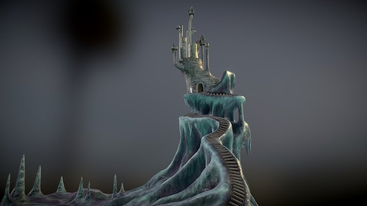 Castle on a Cliff 3D Model