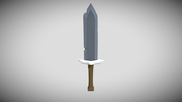 Short Stone Knife Low Poly 3D Model