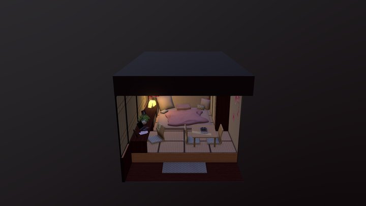 A Girl's Japanese Bedroom 3D Model