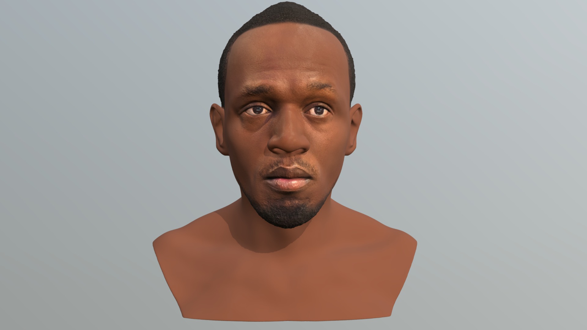 3D model Usain Bolt bust for full color 3D printing - This is a 3D model of the Usain Bolt bust for full color 3D printing. The 3D model is about a man with a beard.