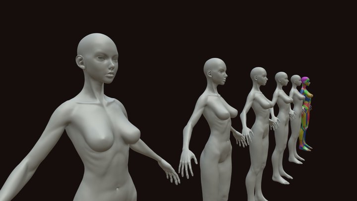 Base Female slim body topology 3D Model