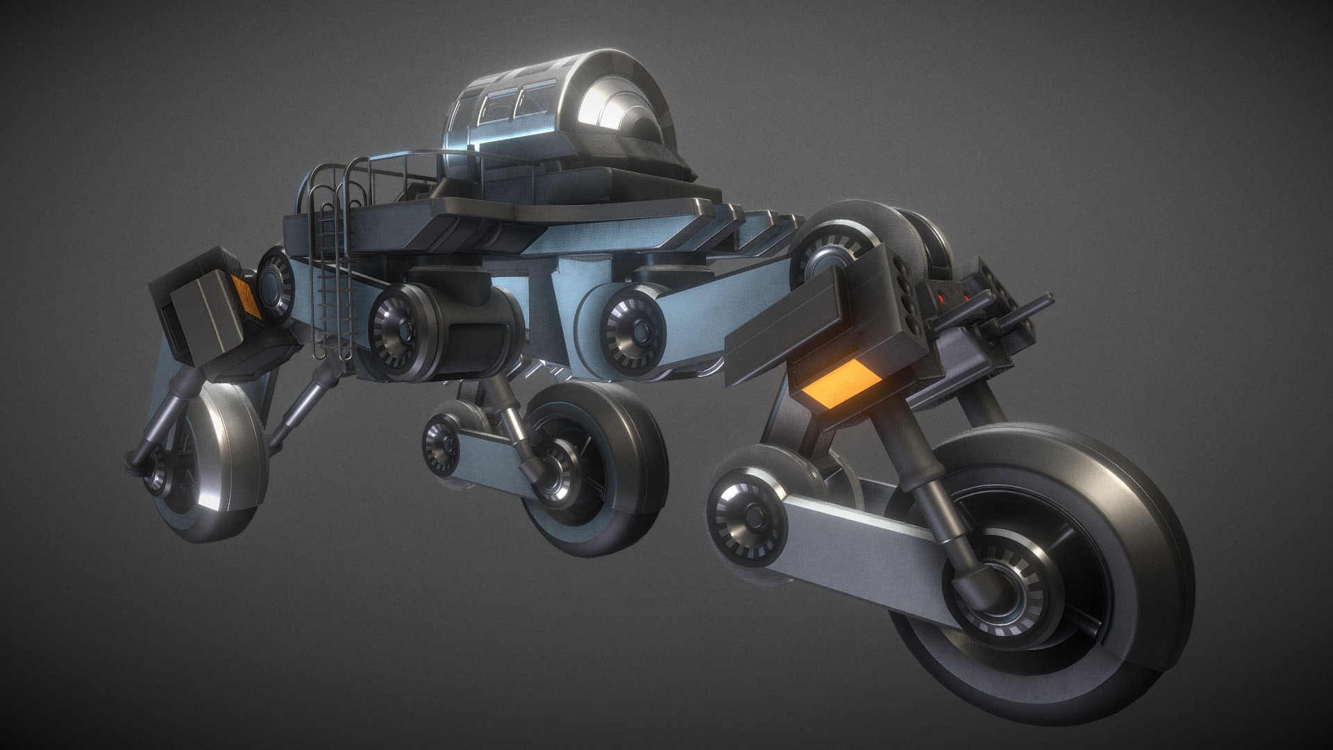 3D model Futuristic trike high-poly version-2 - This is a 3D model of the Futuristic trike high-poly version-2. The 3D model is about a close-up of a robot.