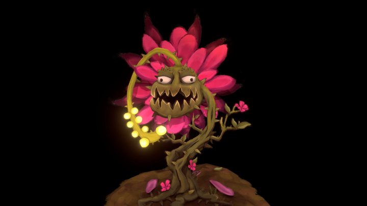 Evil Piranha Plant Stylized 2.5D 3D Model
