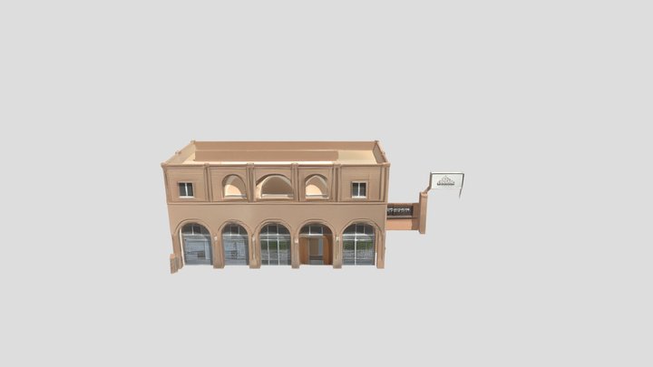 corner Two-story commercial brick building. v2 – Gratis 3D-model STL