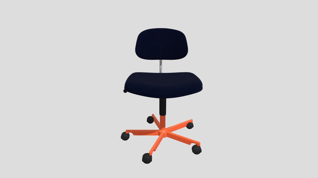 Blue Office Chair on an Orange Base (meshy)