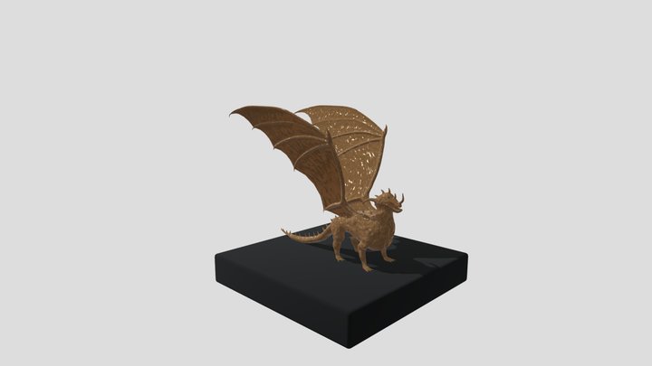 Stylized Bronze Dragon Statue — Game Ready